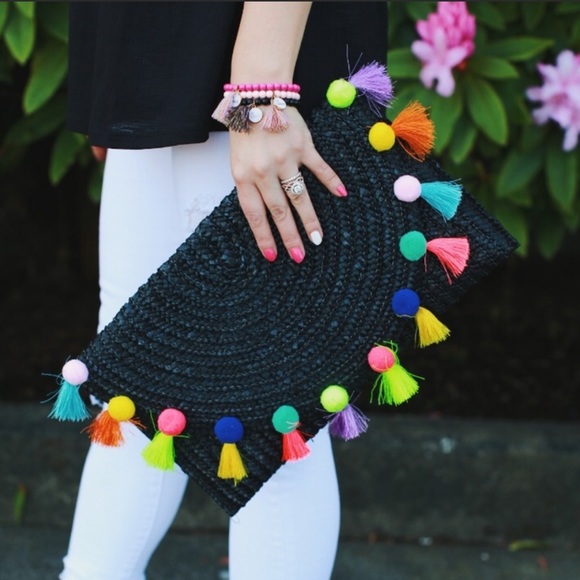 Black Pom Pom Clutch - Picture 2 of 4